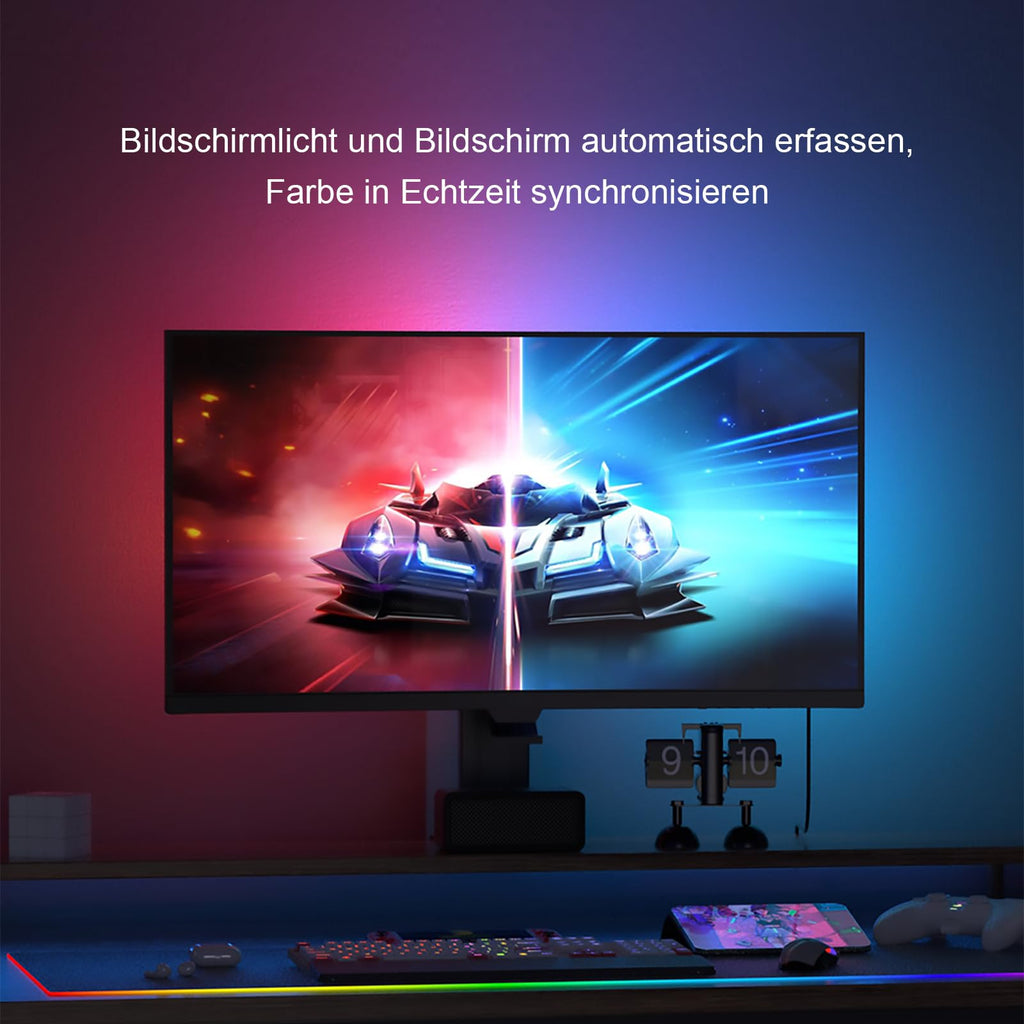 27-inch PC Monitor RGBIC LED Strip Synchronized with Screen Color – Multicolor