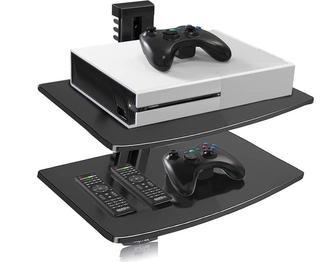 Regulowany Uchwyty Ścienny SUPTEK CS202 + 2 Szklane Półki pod DVD i Konsolę