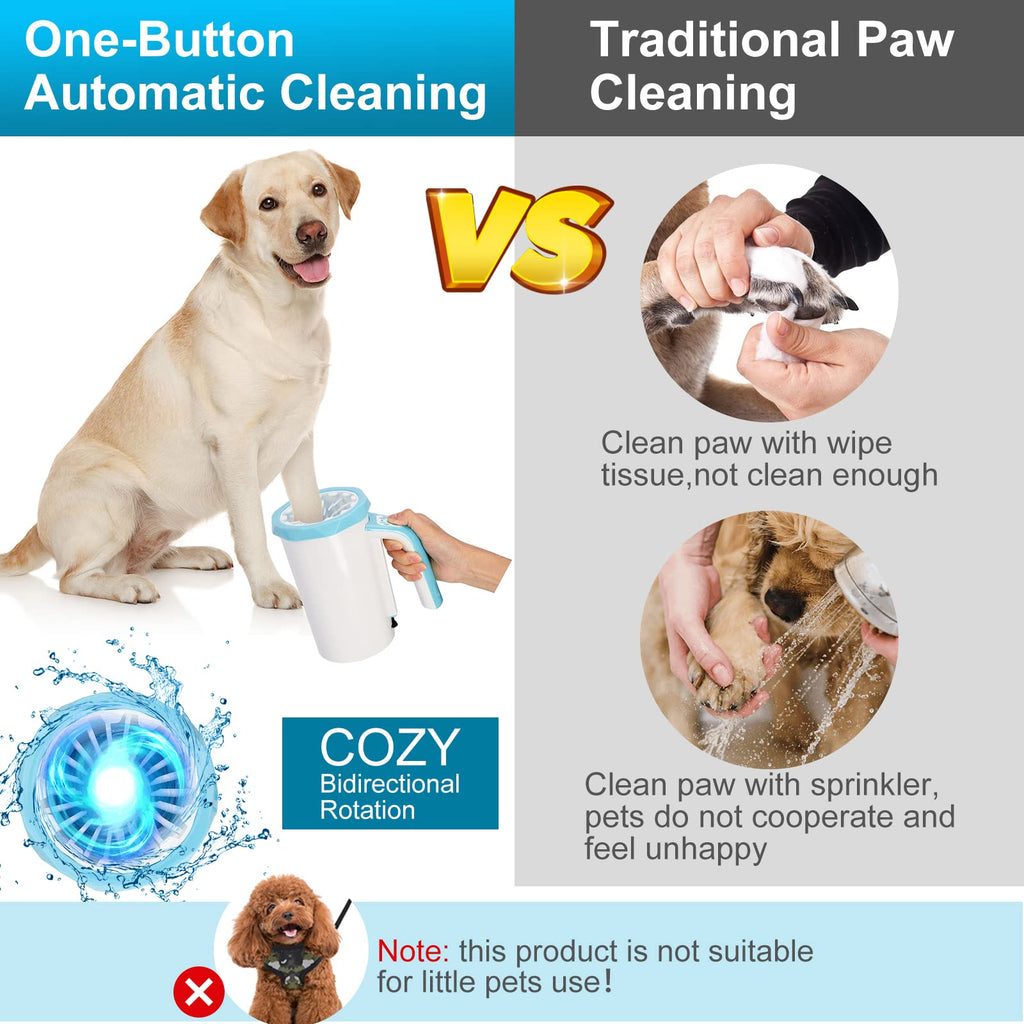 MYPIN Electric Dog Paw Cleaner, 2-in-1, Paw Washer with Soft Silicone Brush - Blue