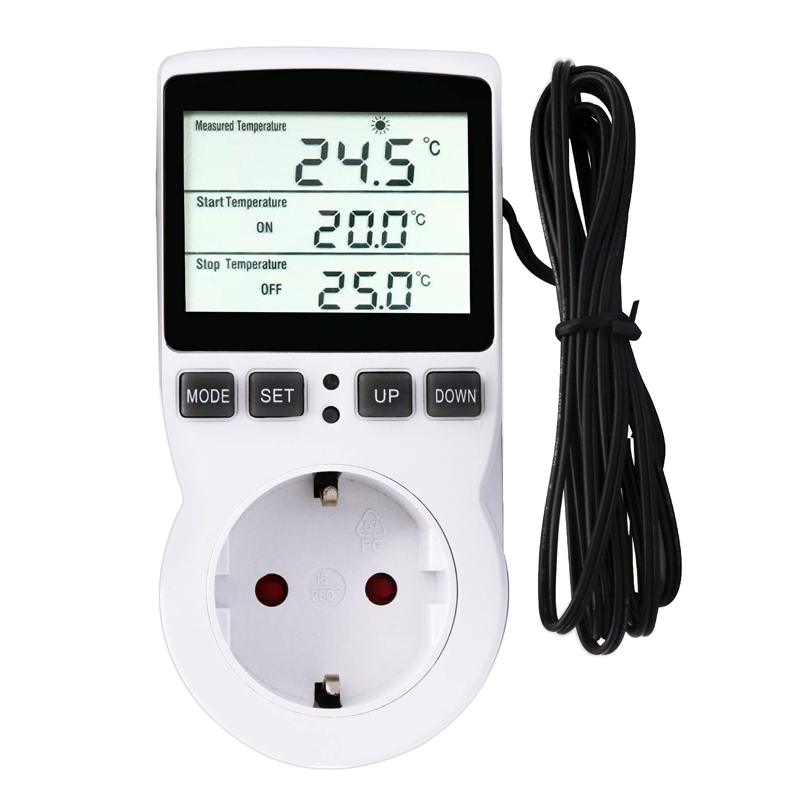 RUIZHI Digital Temperature Controller – Socket with Sensor, Heating and Cooling (EU Plug)