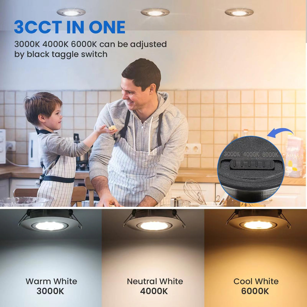 5W IP44 Dimmable Recessed LED Downlight for Bathroom, Kitchen, Living Room – Warm White