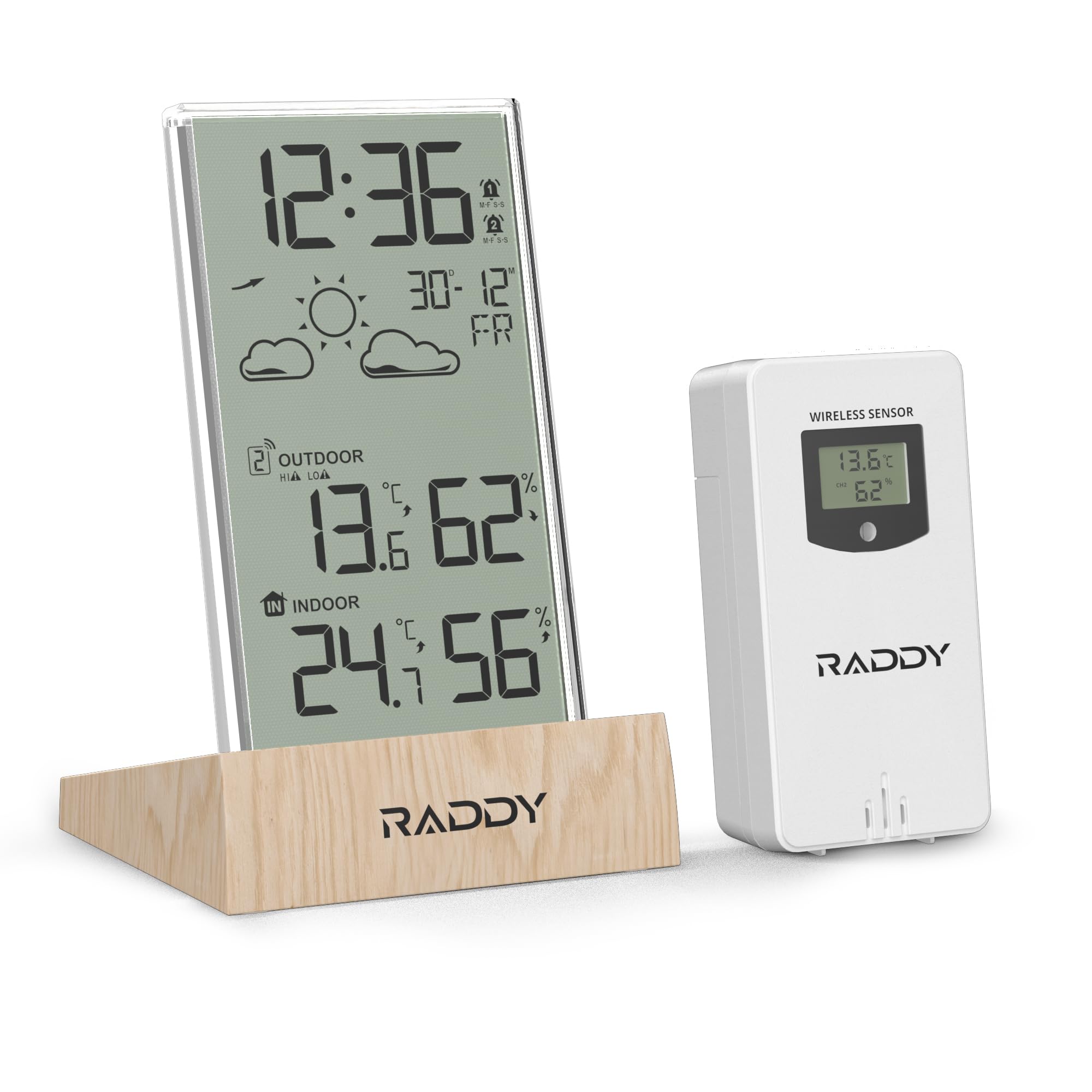 Raddy V5 Wireless Indoor/Outdoor Weather Station Thermometer and Hygrometer – Transparent