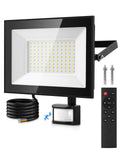 LED Floodlight with Motion Sensor 100W 10000LM Remote Control IP66 Waterproof – Cool White