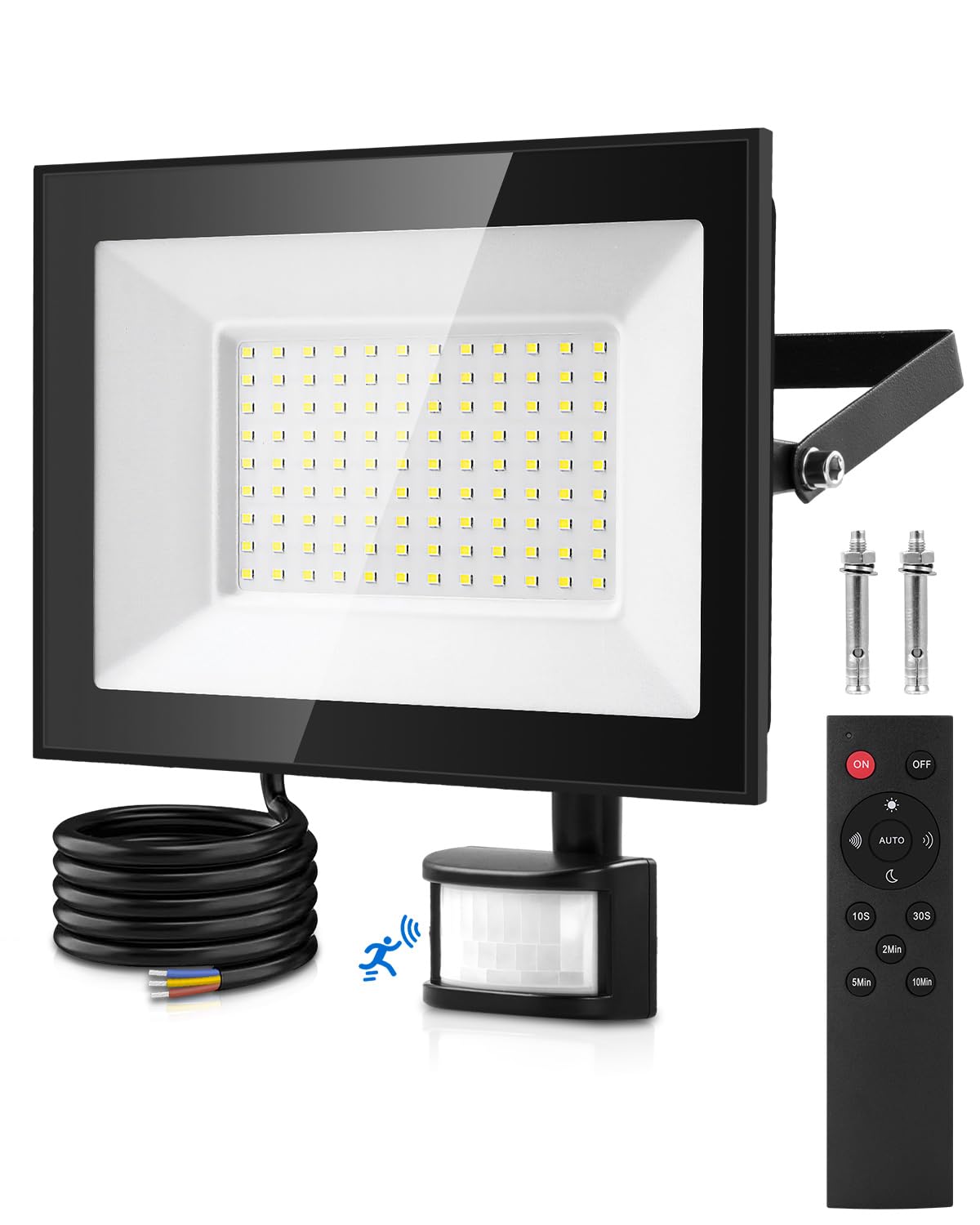 LED Floodlight with Motion Sensor 100W 10000LM Remote Control IP66 Waterproof – Cool White