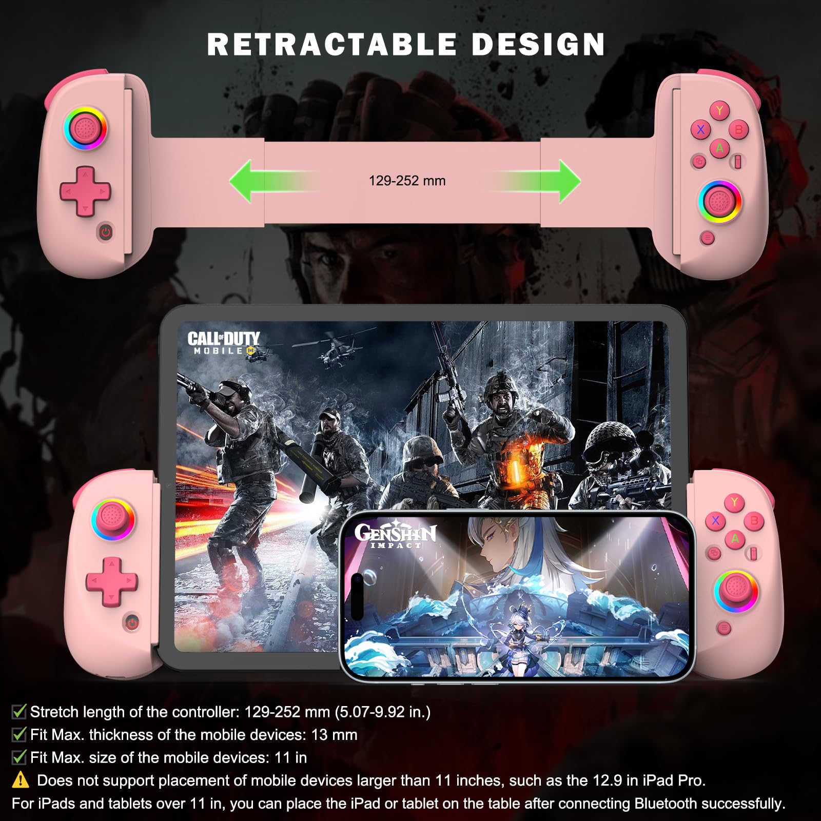 Phone Controller for iPhone/Android, D8 for Switch/PS/PC – Pink