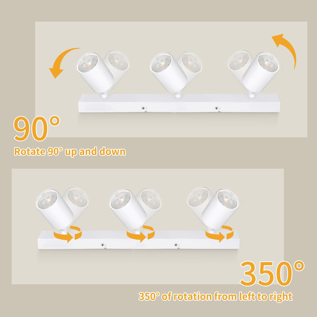 3-light swivel 350° LED ceiling lamp – White