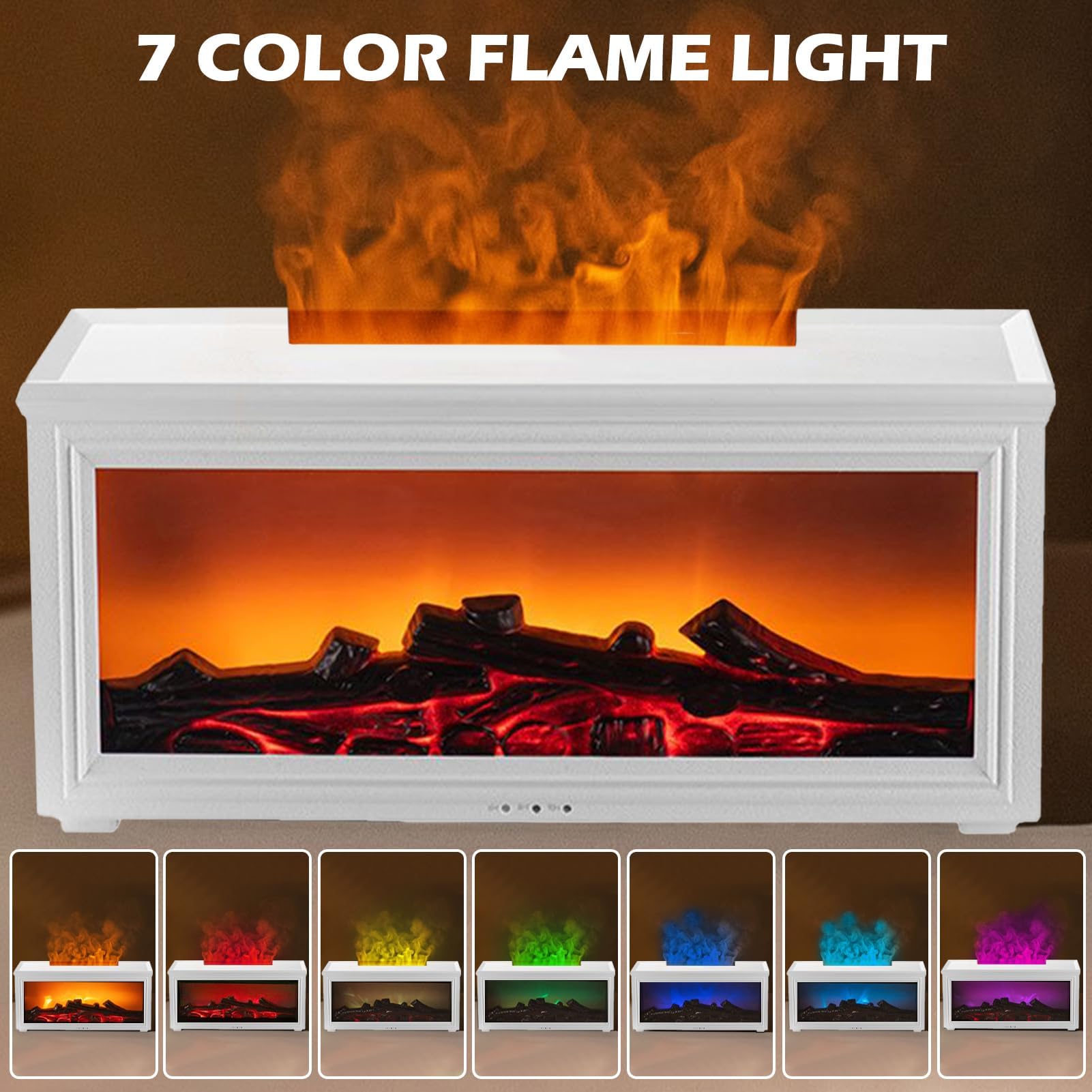 LED Flame Diffuser, 7 LED colors, white