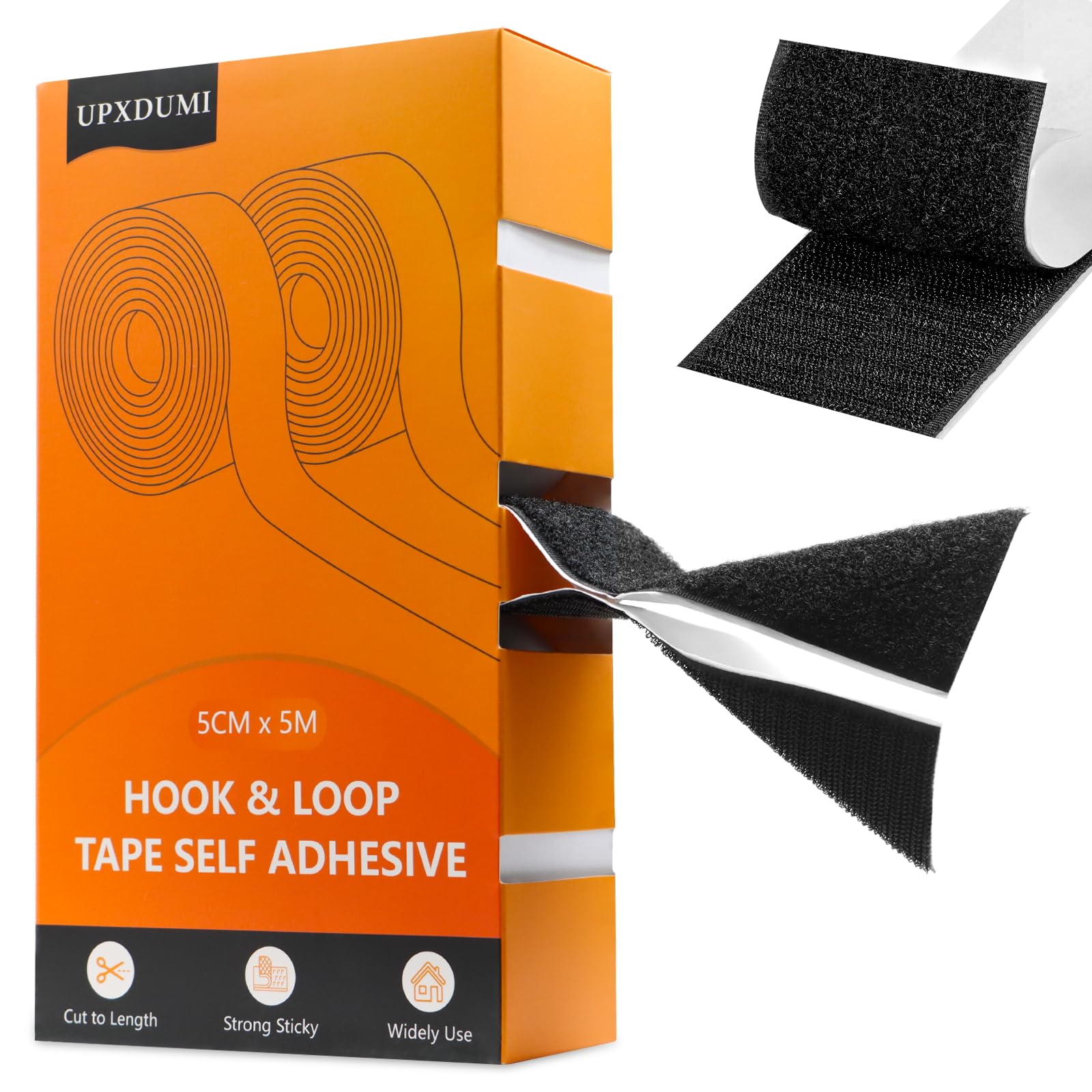 Extra Strong Self-Adhesive Velcro Tape - Black (50mm x 5m)