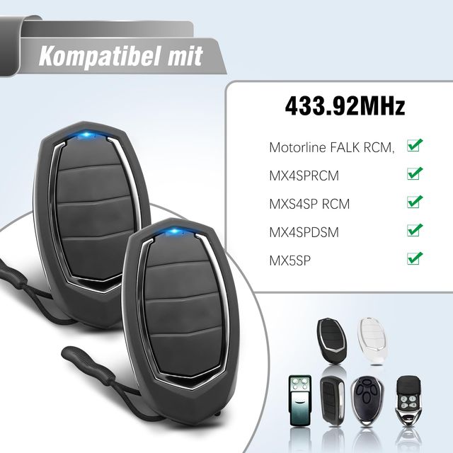 Pilot do bramy garażowej kompatybilny z MOTORLINE FALK RCM, MX4SP RCM, MXS4SP RCM, MX4SP DSM, MX5SP zestaw 2 sztuk