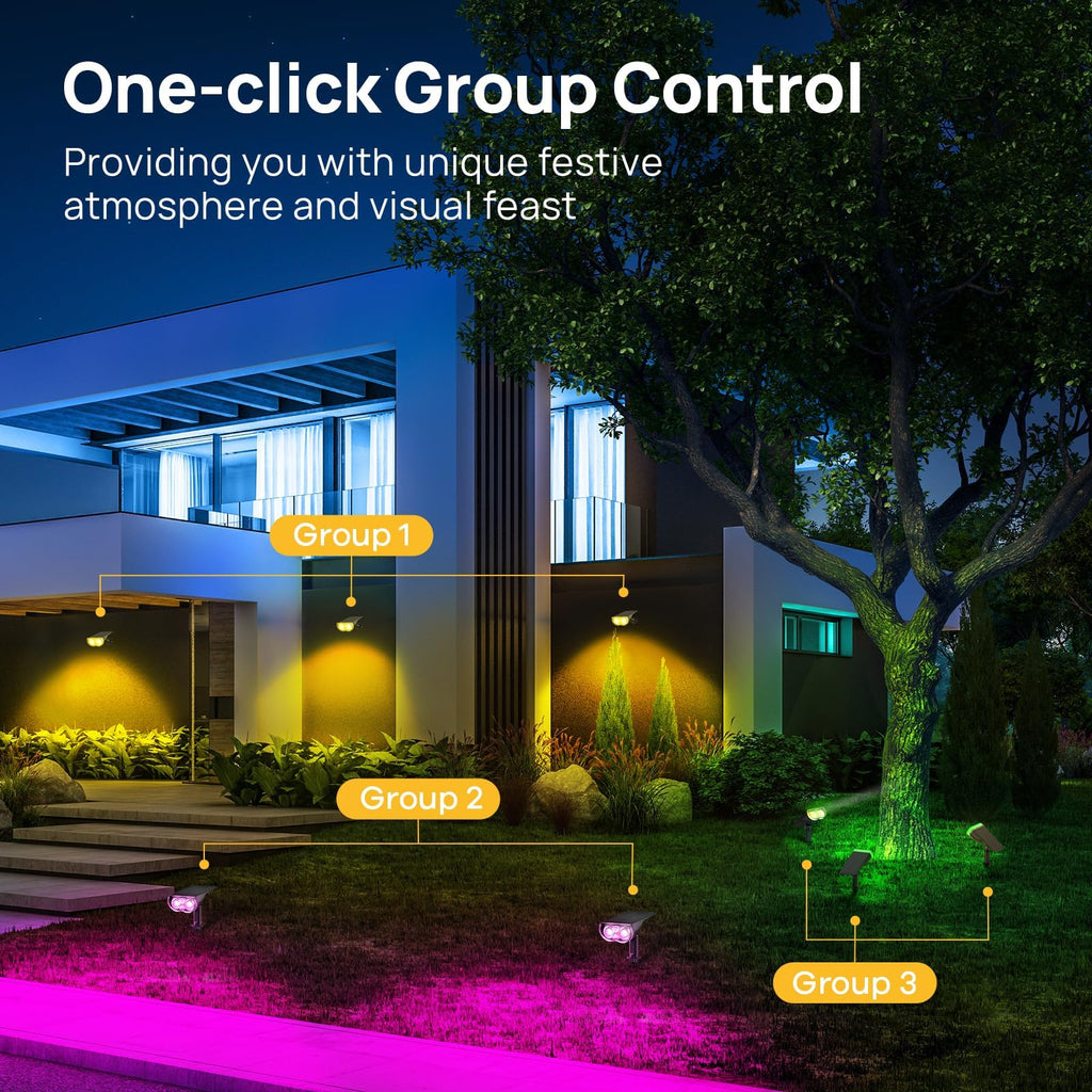 Linkind Outdoor Smart Solar Lights Motion Sensor Color Changing – IP65 4-Pack