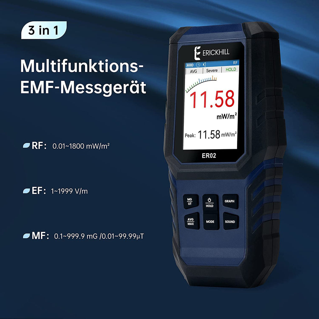 Miernik EMF ER-02 cyfrowy detektor promieniowania ładowalny tester pola magnetycznego – Czarny