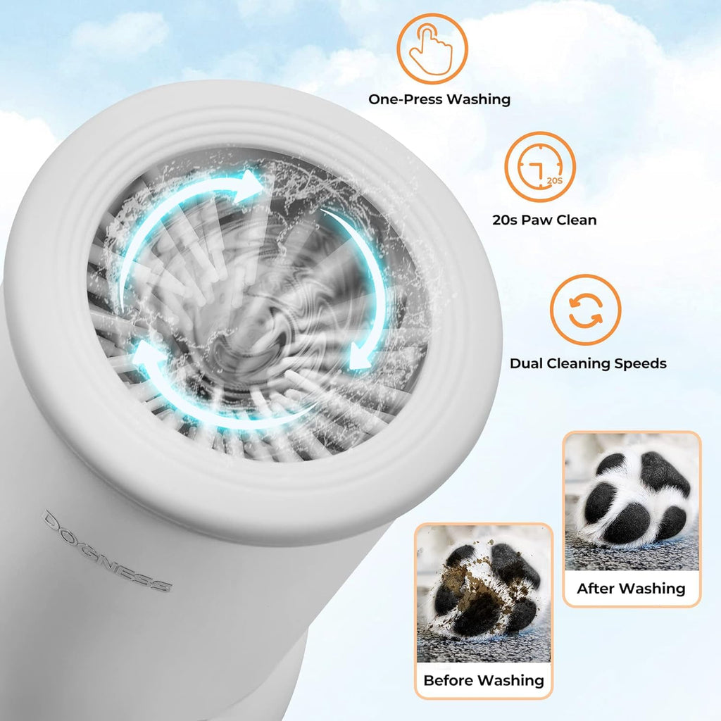 DOGNESS 360° USB Rechargeable Electric Paw Cleaner for Dogs – White