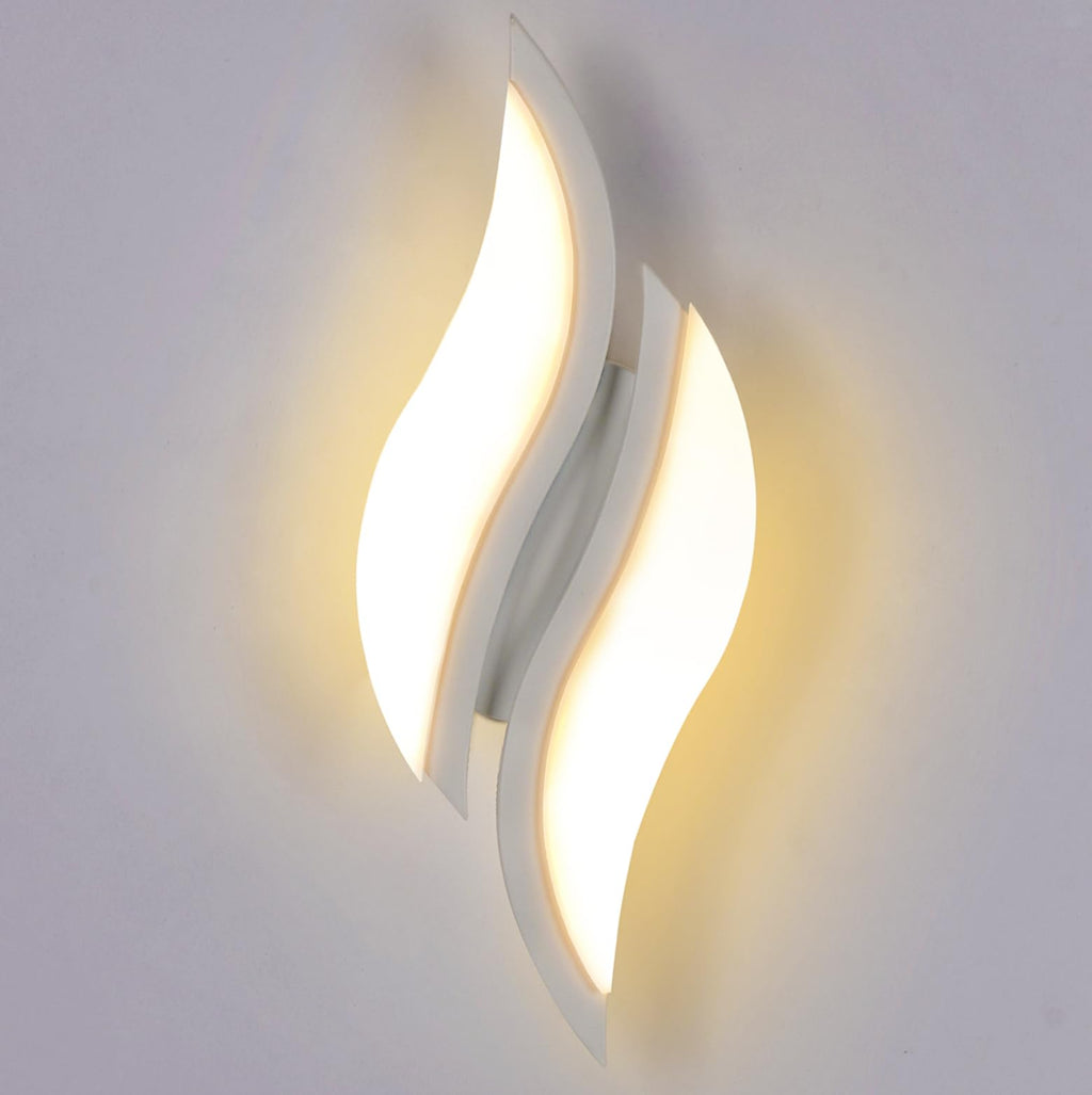 Indoor LED Wall Lights with Acrylic Shade - 12W Black Leaf-shaped Lamp, Warm Light