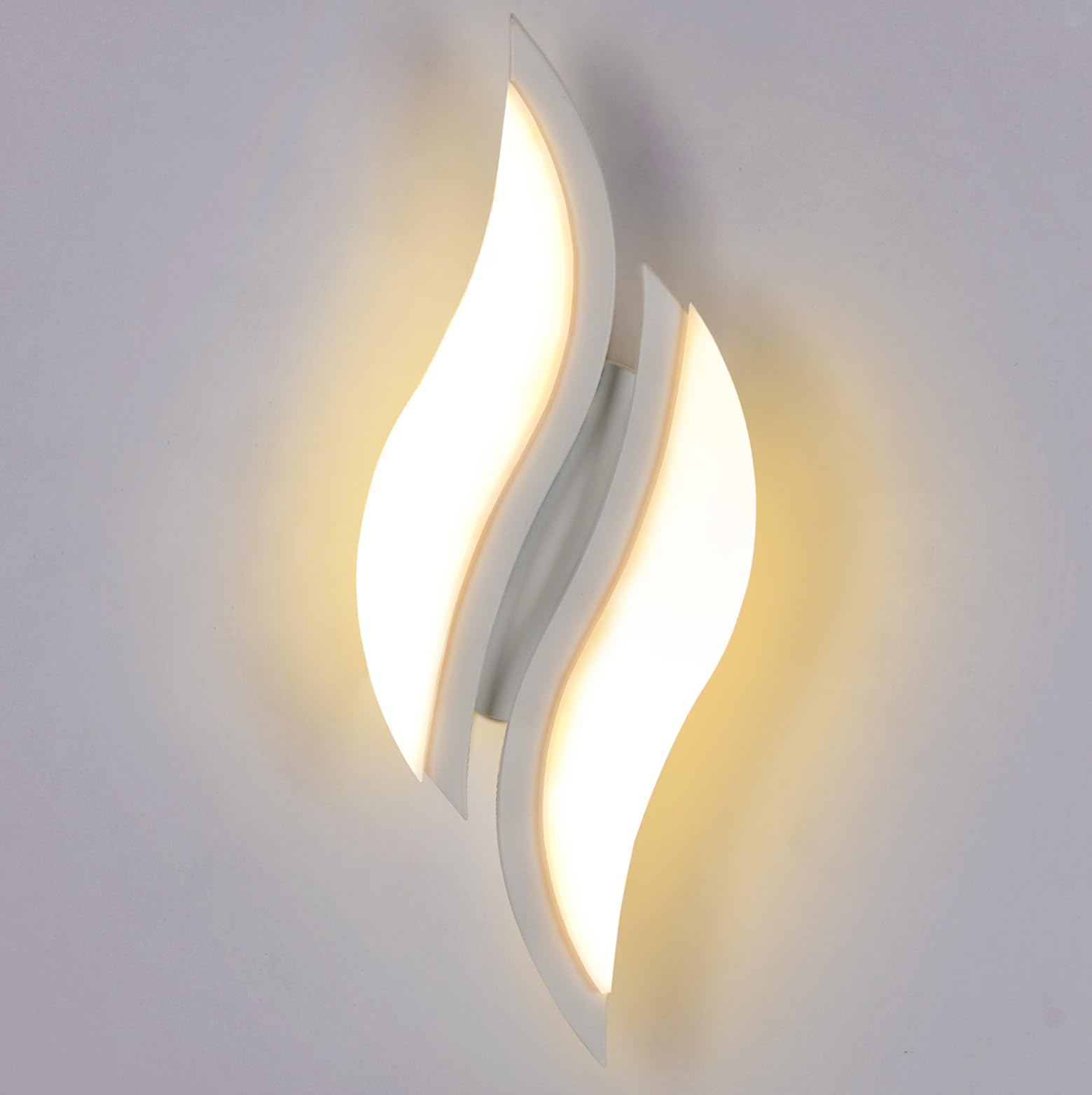 Indoor LED Wall Lights with Acrylic Shade - 12W Black Leaf-shaped Lamp, Warm Light