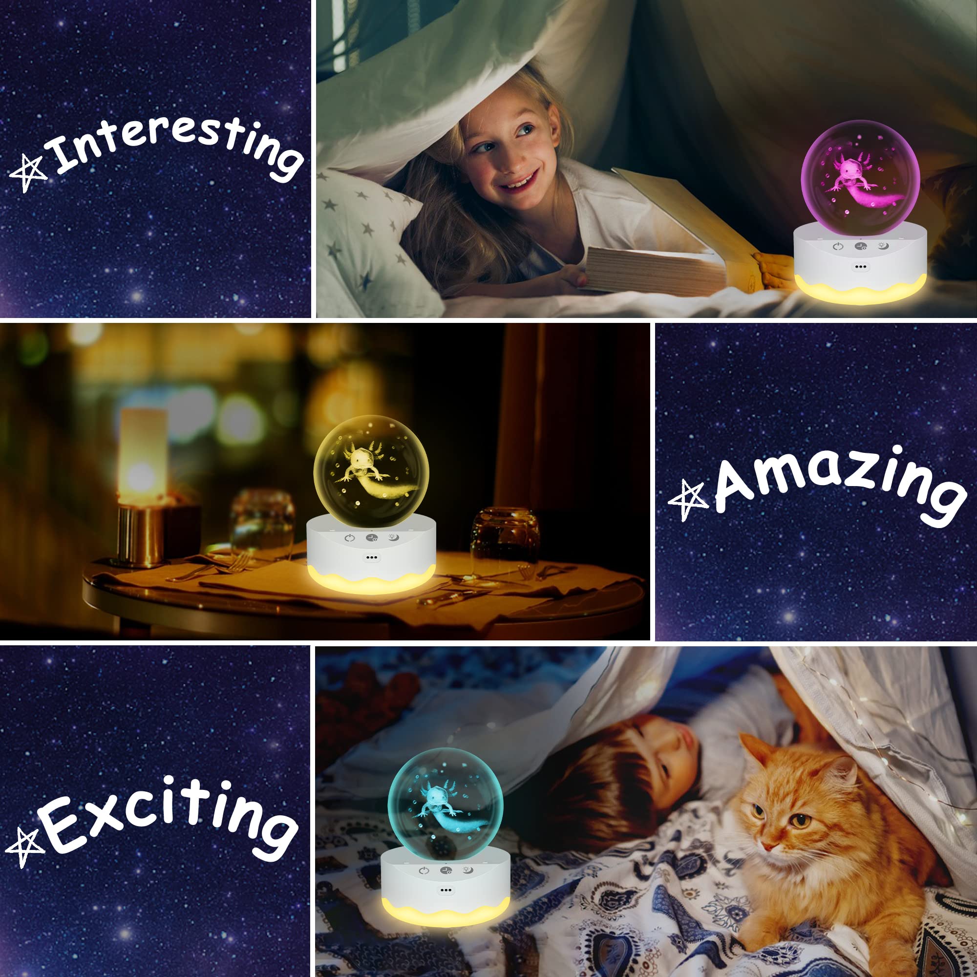 70mm Crystal Ball with Illuminated LED Base – Transparent, Decoration and Art