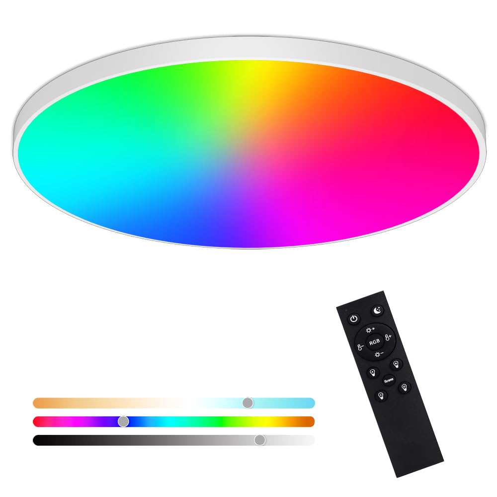 Heyseven Dimmable LED Ceiling Light 24W RGB Color Changing – Ø30cm