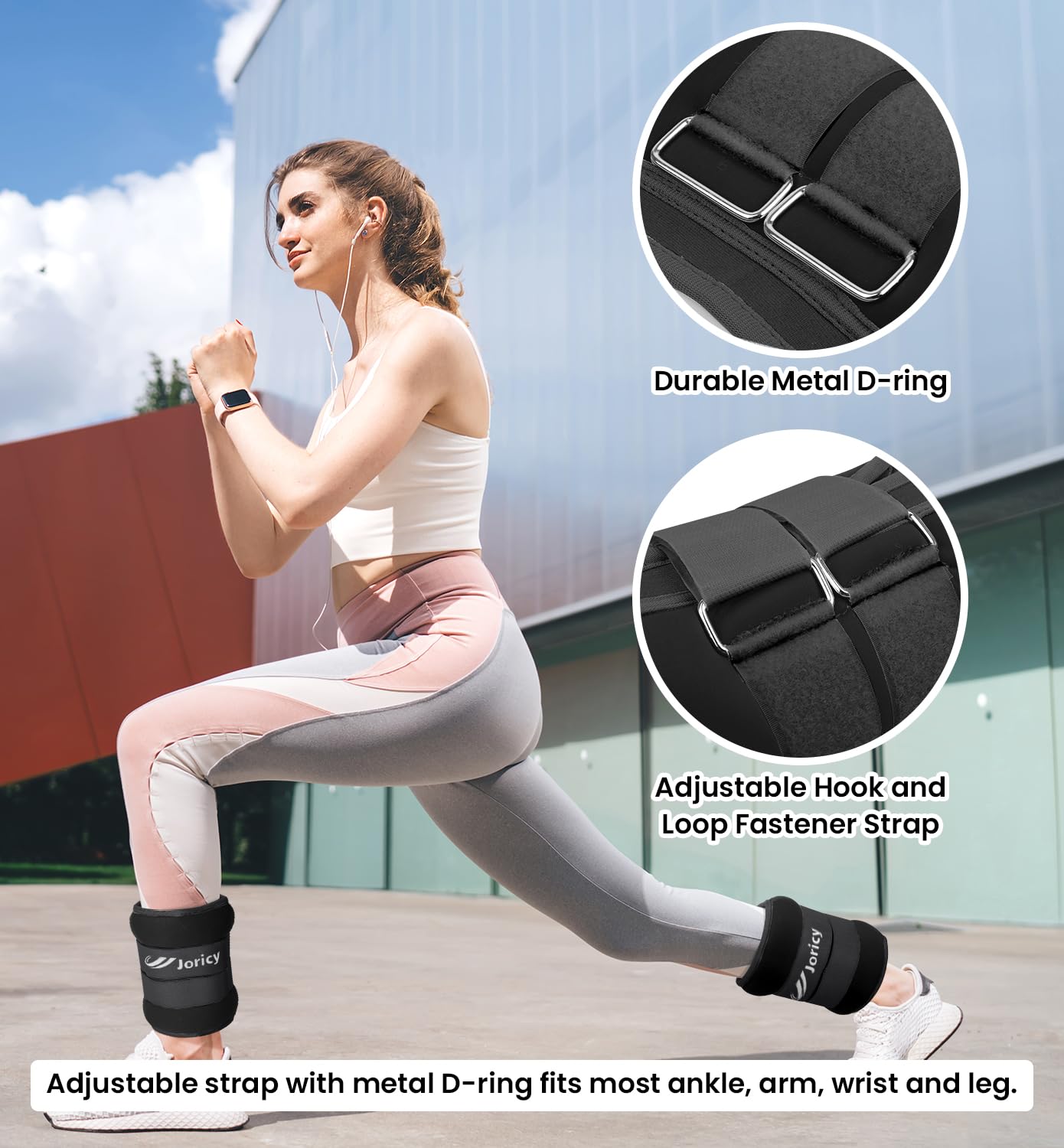Ankle Weights 10kg – Adjustable Leg Straps for Women and Men, Black