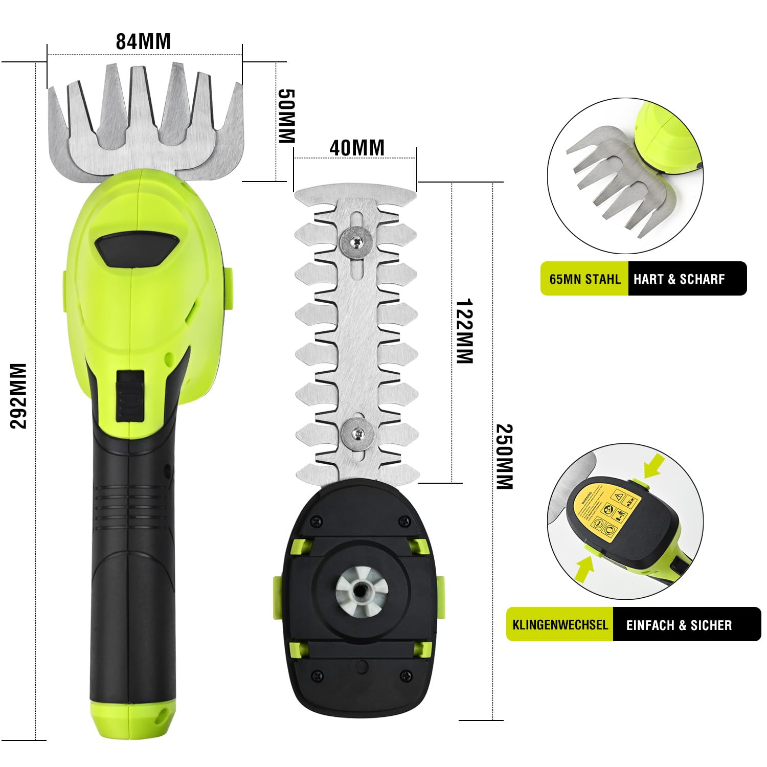 2-in-1 Mower and Hedge Trimmer, Cordless Electric Scissors - Garden