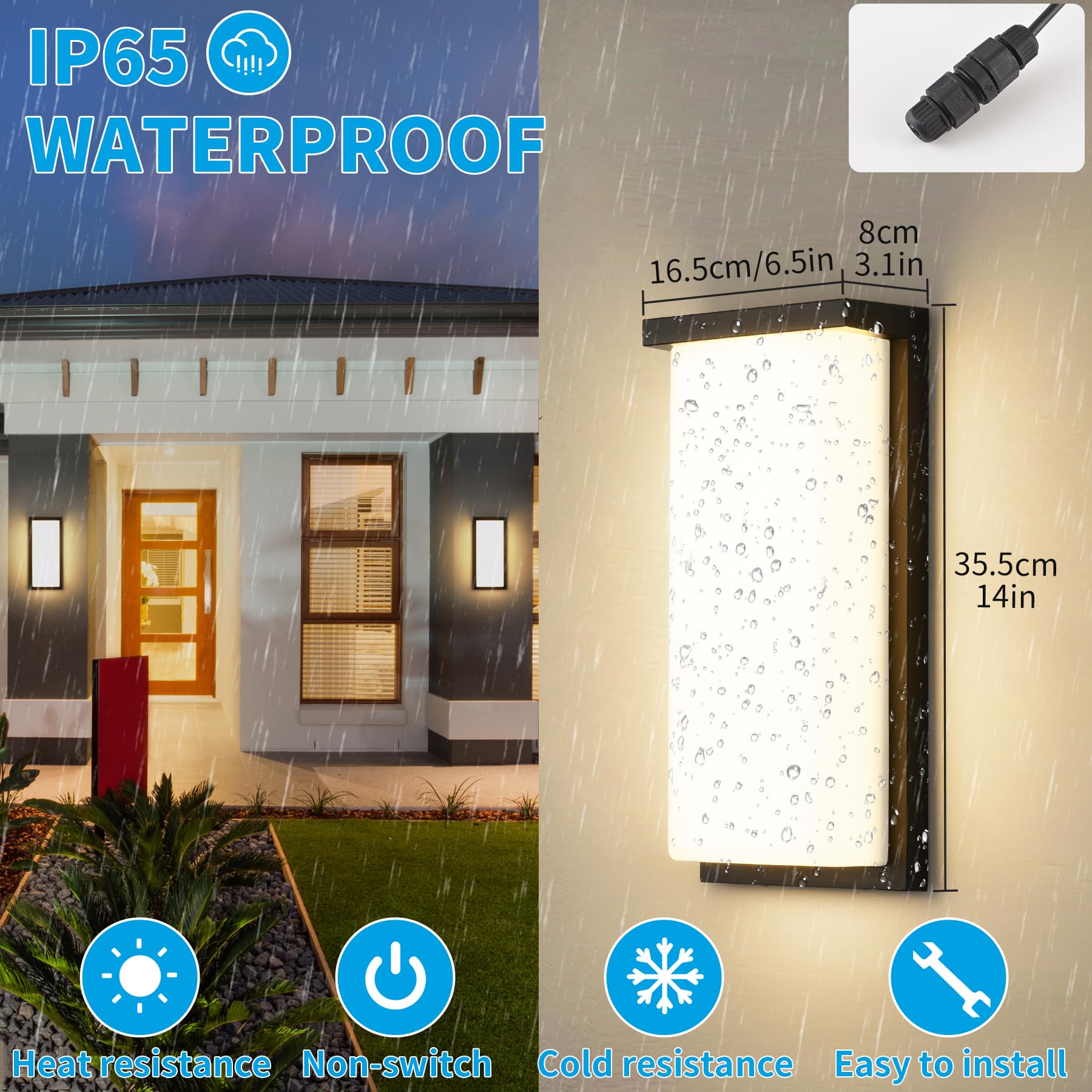 32W LED Wall Lamp IP65 – Aluminum, Warm White 3000K, Outdoor/Indoor